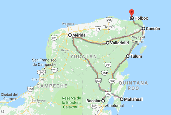 Mappa dello Yucatan